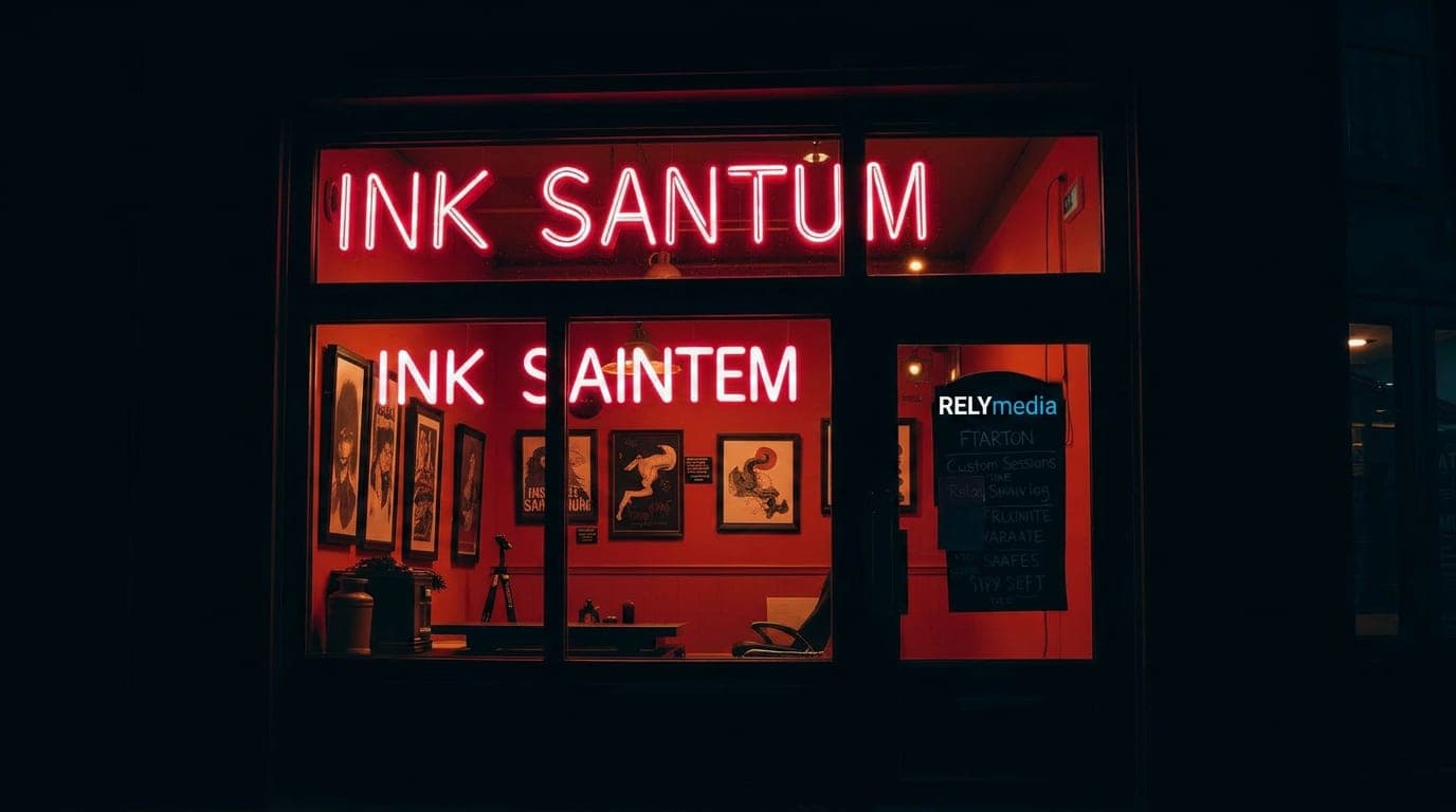 Tattoo studio exterior — standing out with bold branding