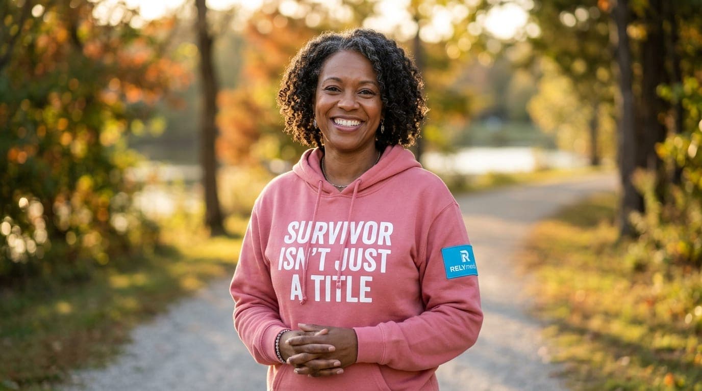 Breast cancer survivor smiling with strength and hope
