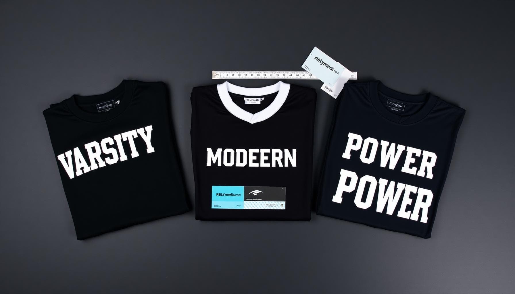 Jersey flatlay showing multiple font styles and layouts