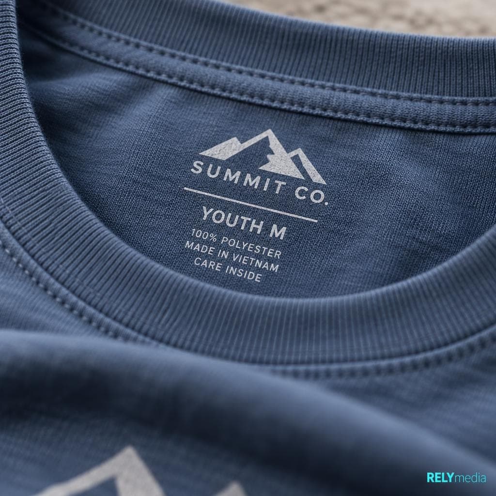 Close-up of a youth apparel size tag