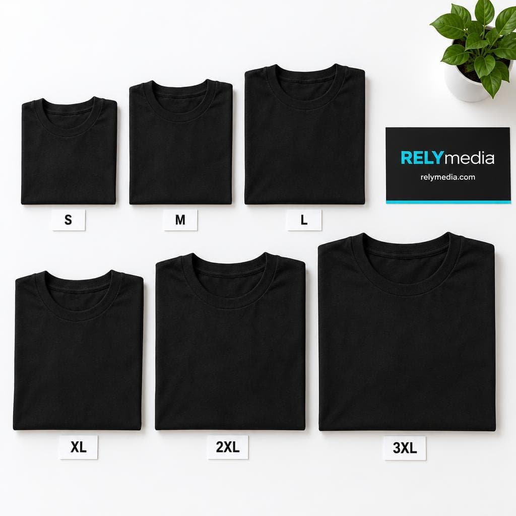 Flat lay showing a t-shirt size distribution for a group order
