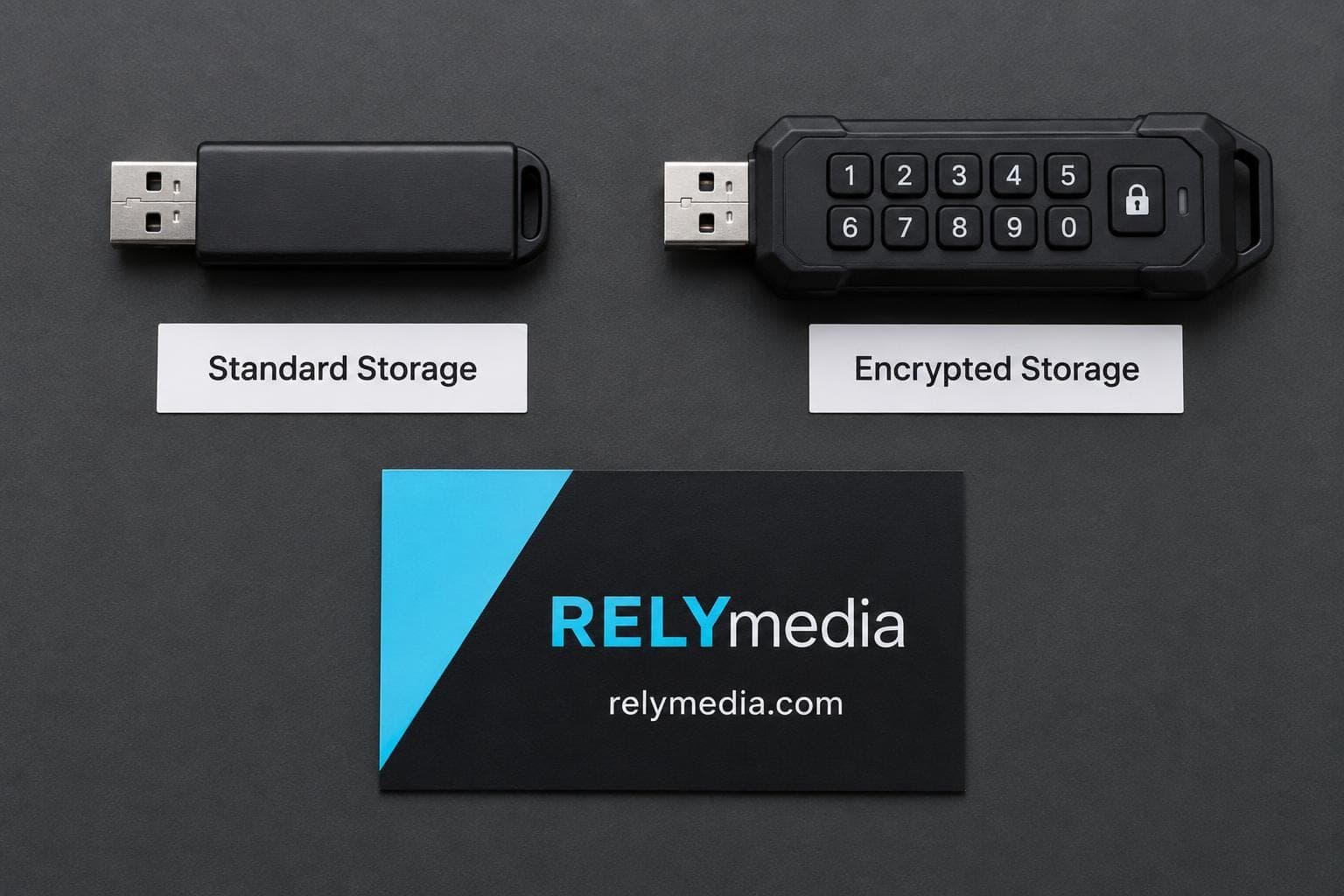 Standard and encrypted USB drives side by side