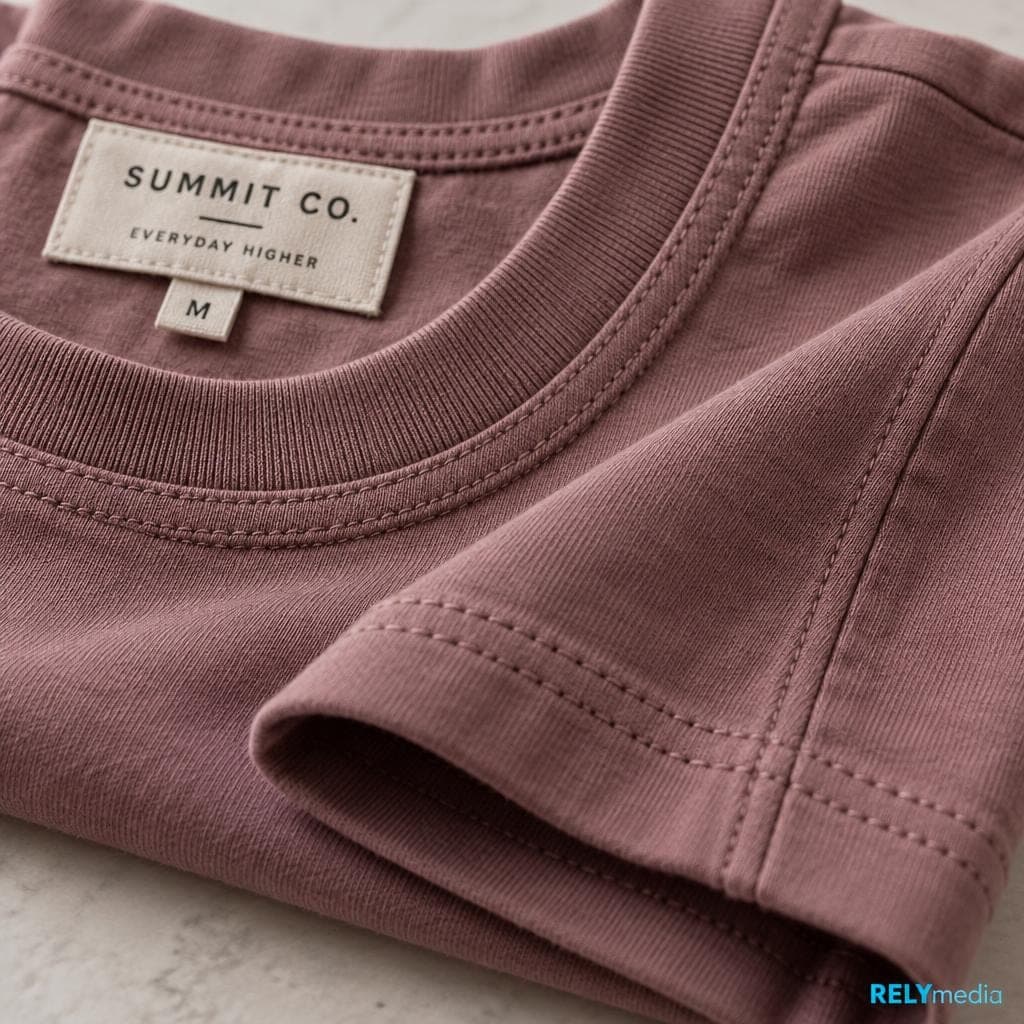 Close-up of a side seam on a women's t-shirt