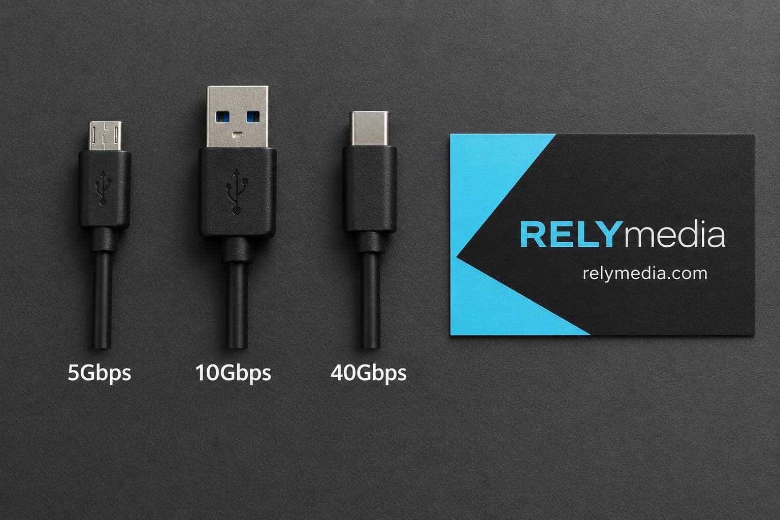 USB connectors of different generations laid out together