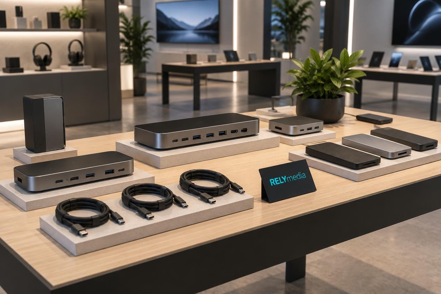 Showroom display of branded USB flash drives