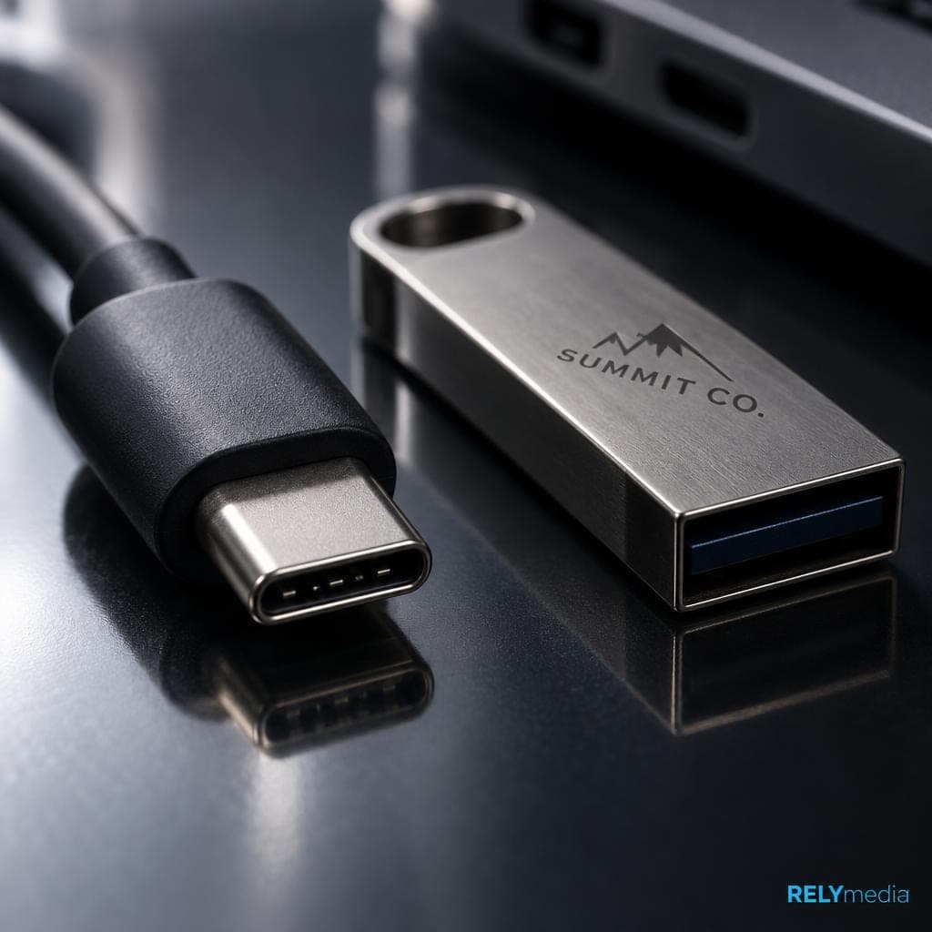 Close-up of a USB-C connector