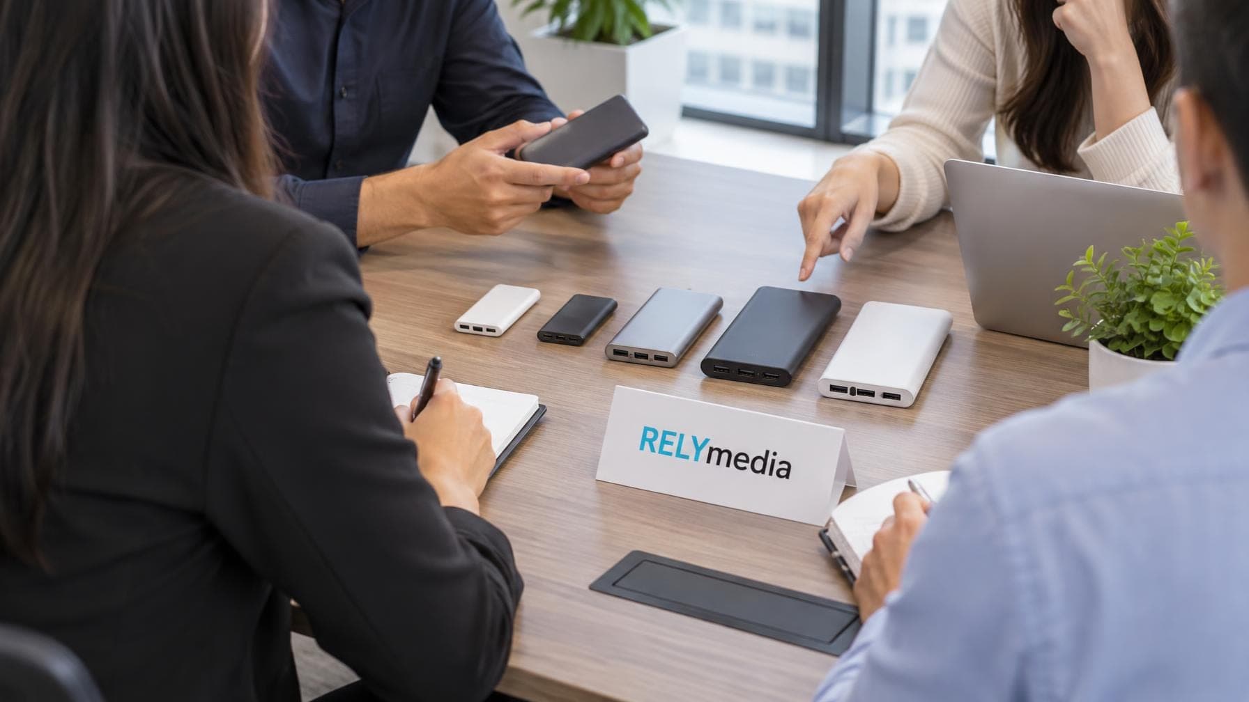 Power banks handed out as gifts at a business meeting