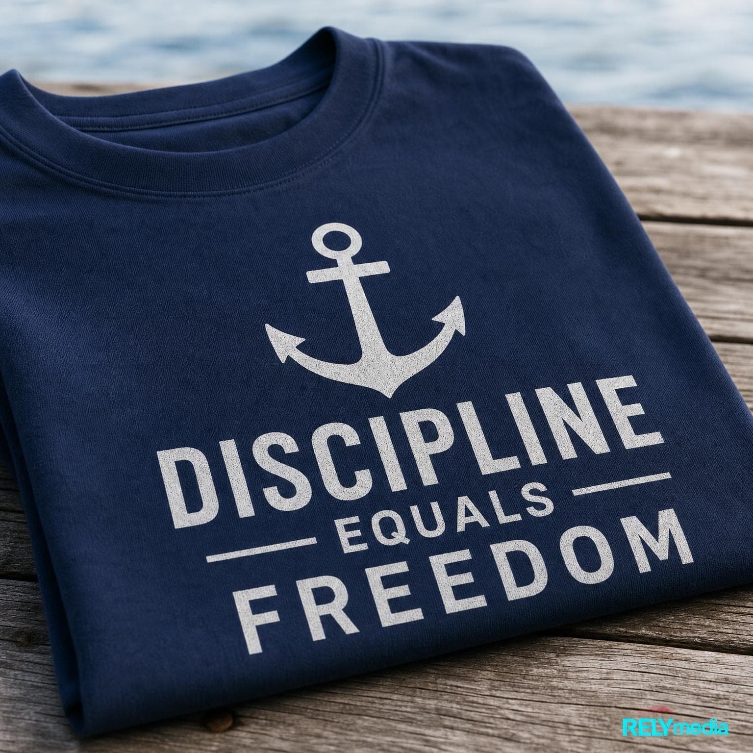 Close-up of an anchor emblem on custom Navy apparel