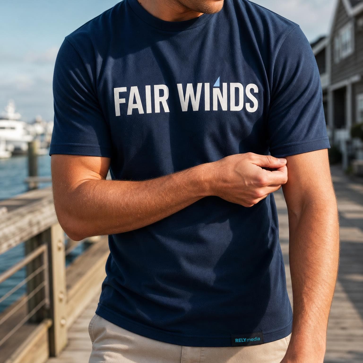Veteran wearing a custom Navy quote t-shirt