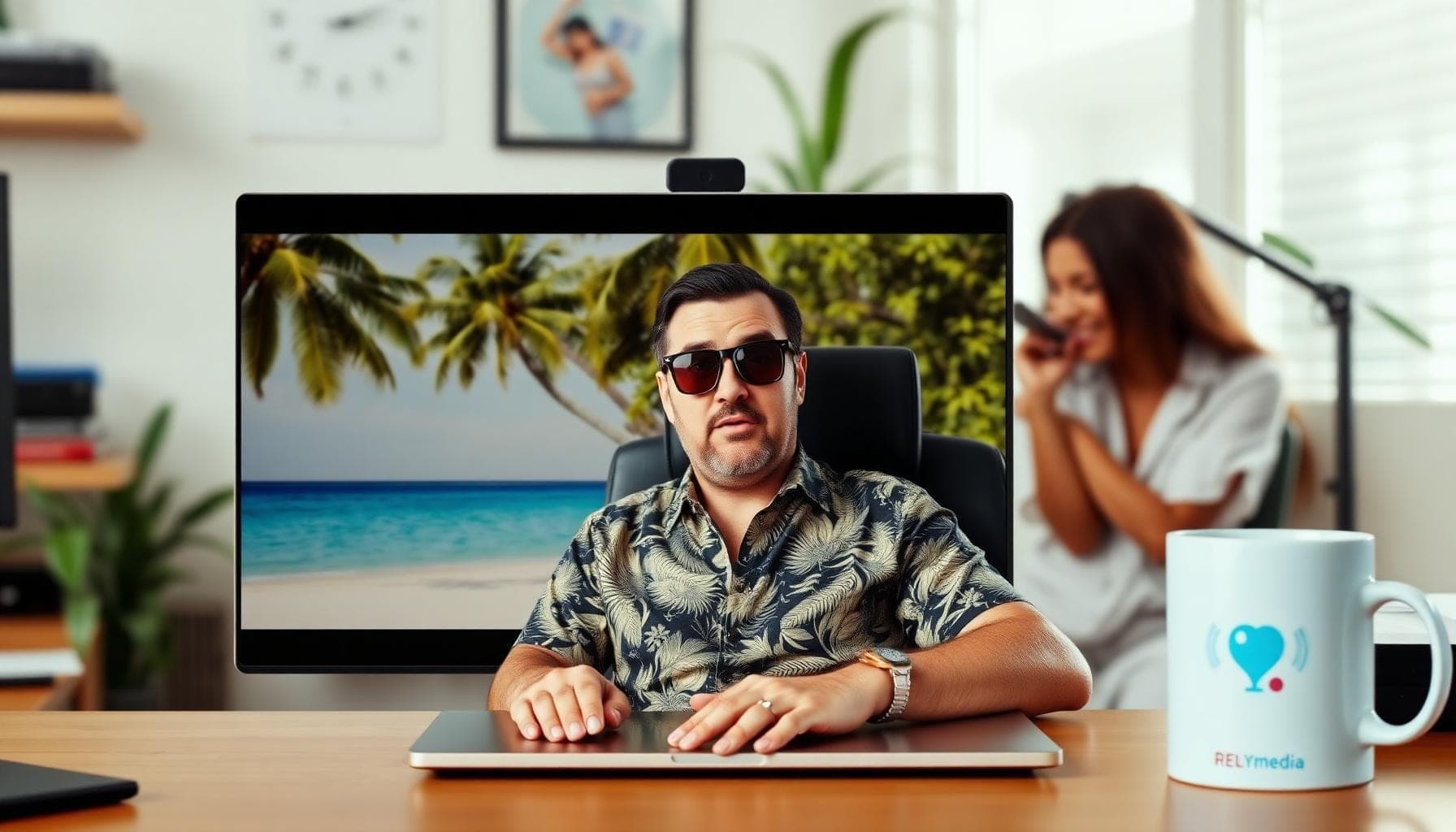 Office team laughing together during April Fools' Day pranks