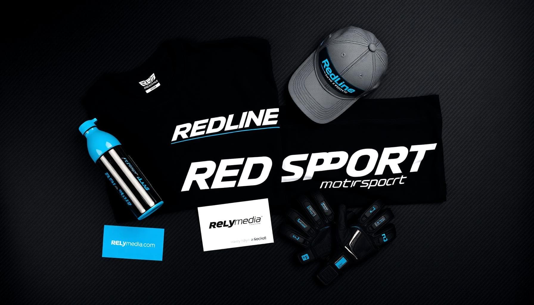 Custom racing merchandise — shirts, hats, and branded apparel for motorsport teams