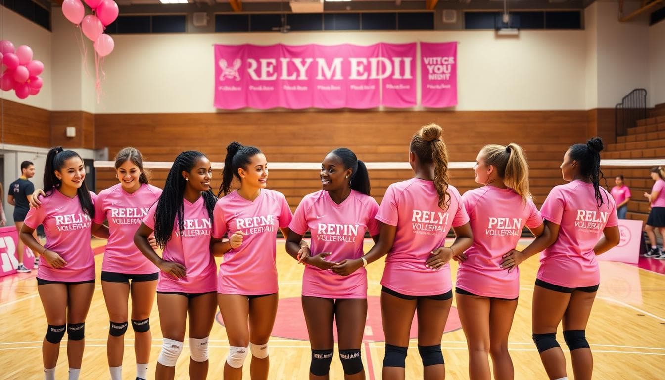 Volleyball jersey color schemes β Dig Pink and awareness event designs