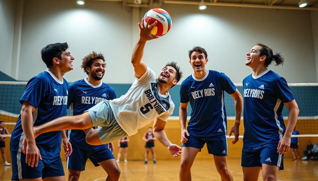 Funny volleyball team names β squad laughing on court