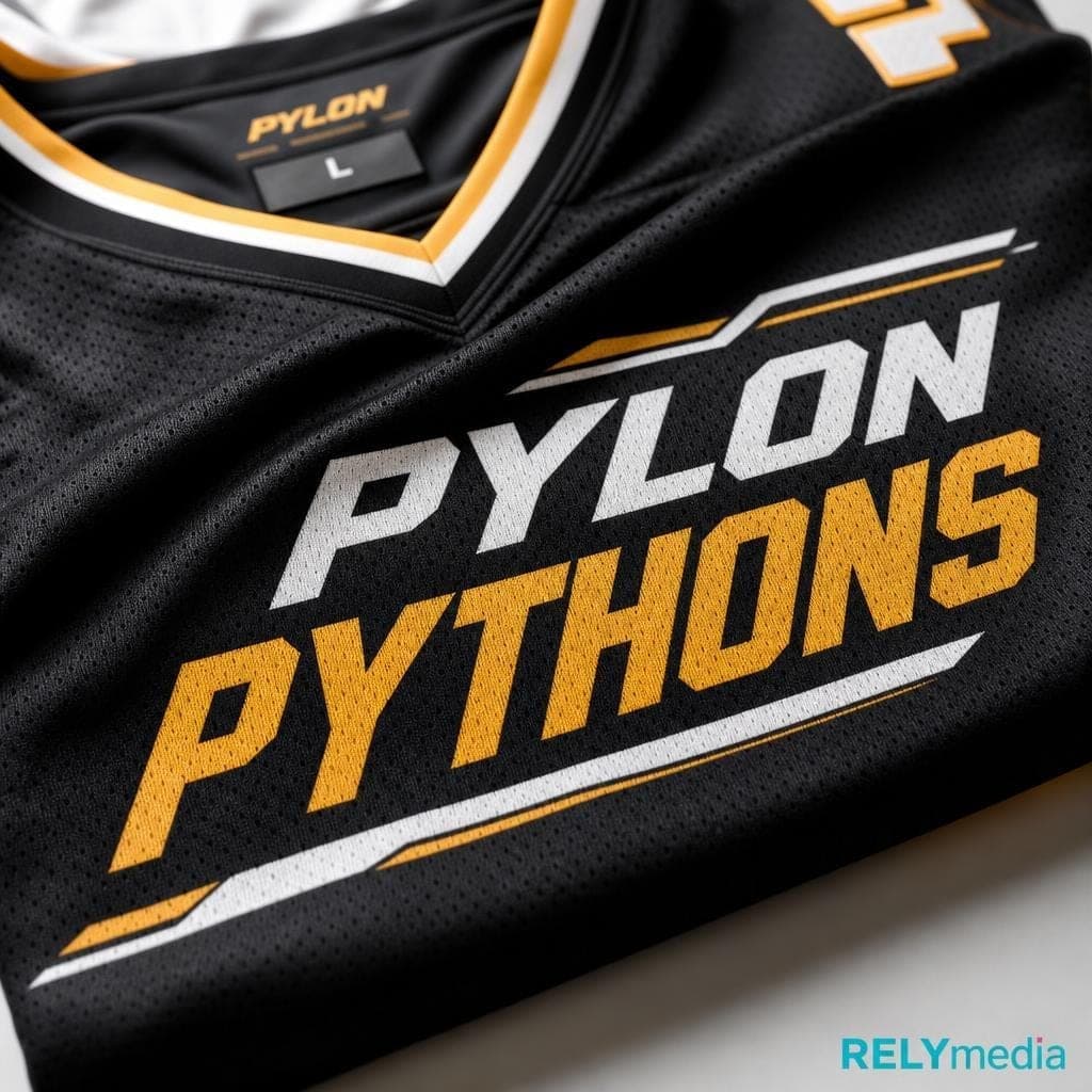 Close-up of custom football jersey lettering