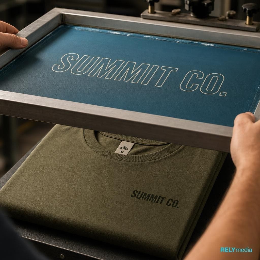 Screen printing setup for a bulk custom shirt run