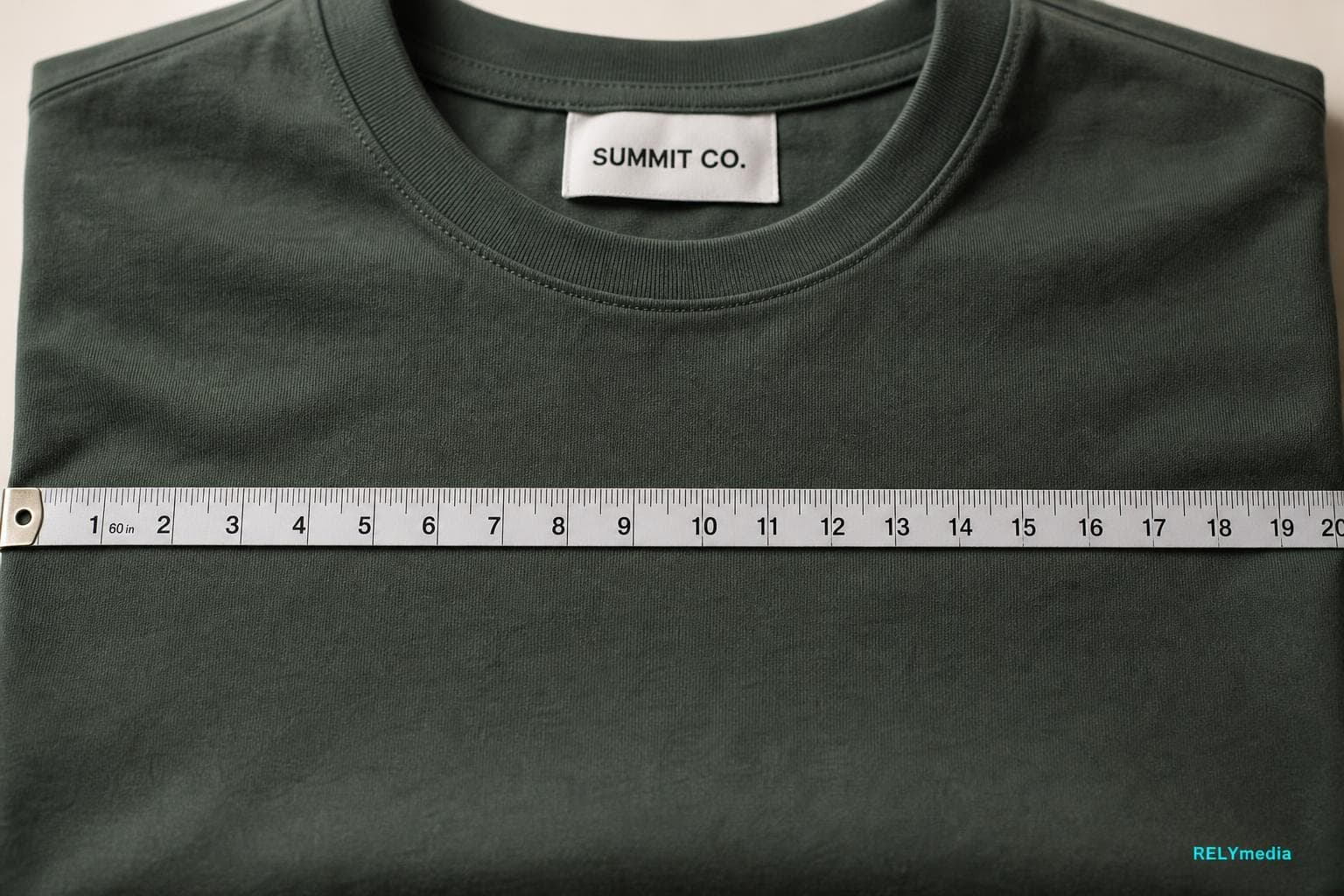 Measuring chest width on a Comfort Colors shirt laid flat