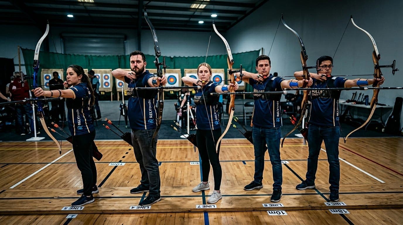 Archery team with custom jerseys at competition