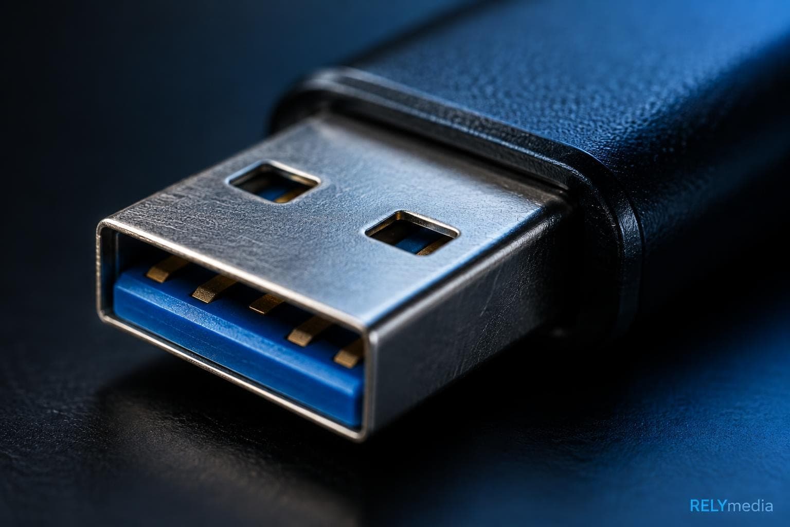 Close-up of USB connectors on a gradient background