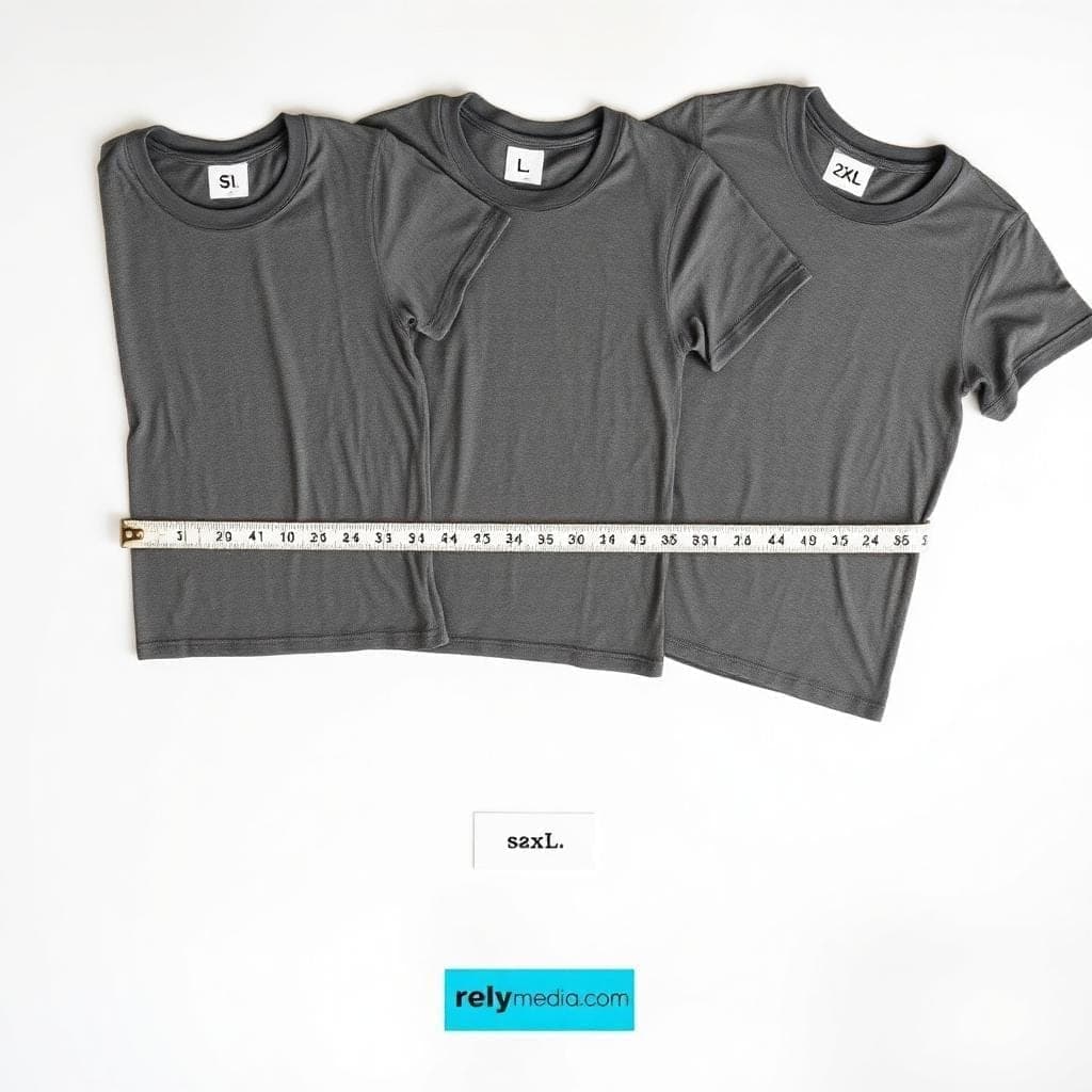 Flat lay t-shirt measurement technique showing how shirt width and length are measured