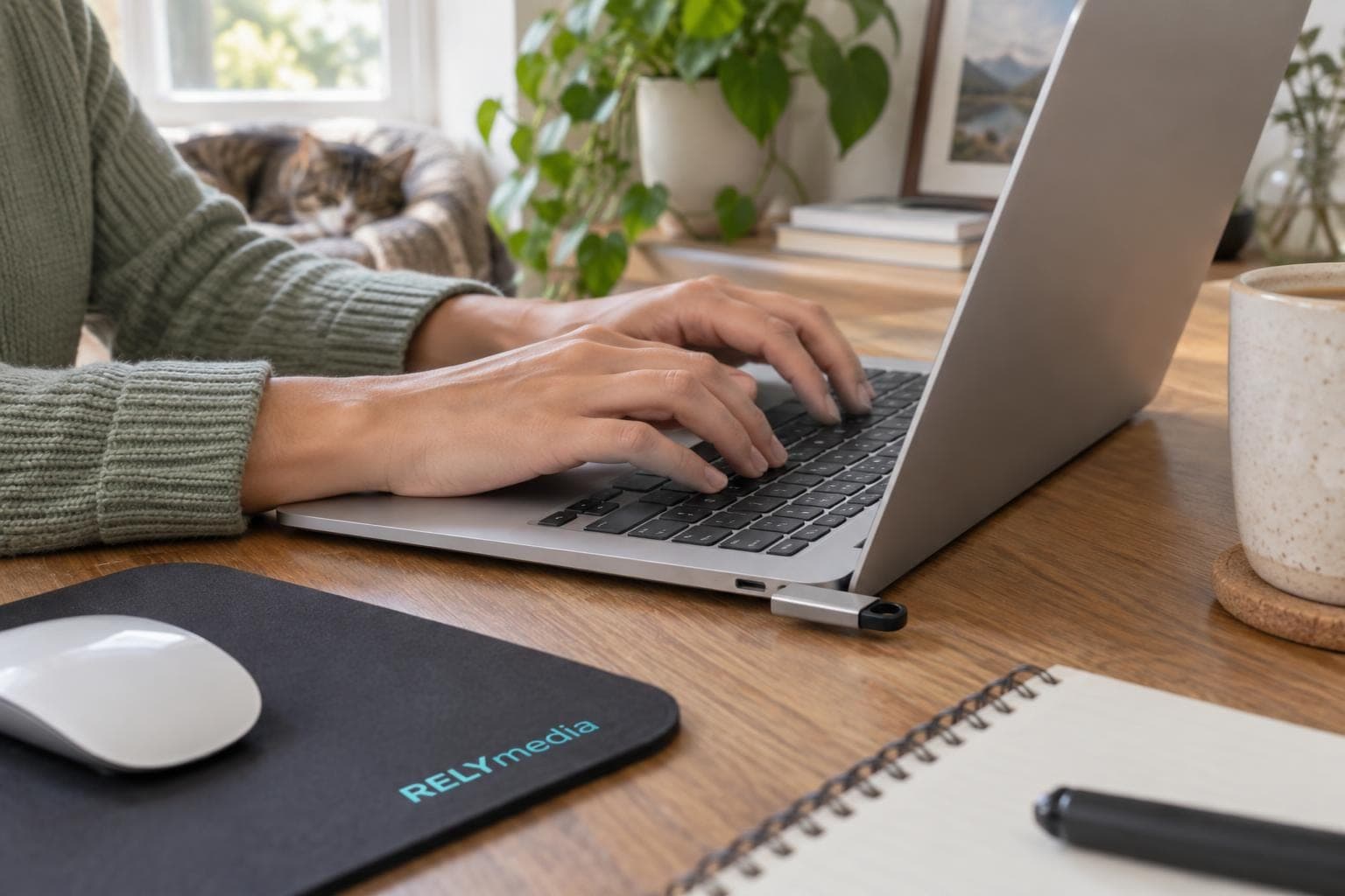 Person typing on a laptop keyboard