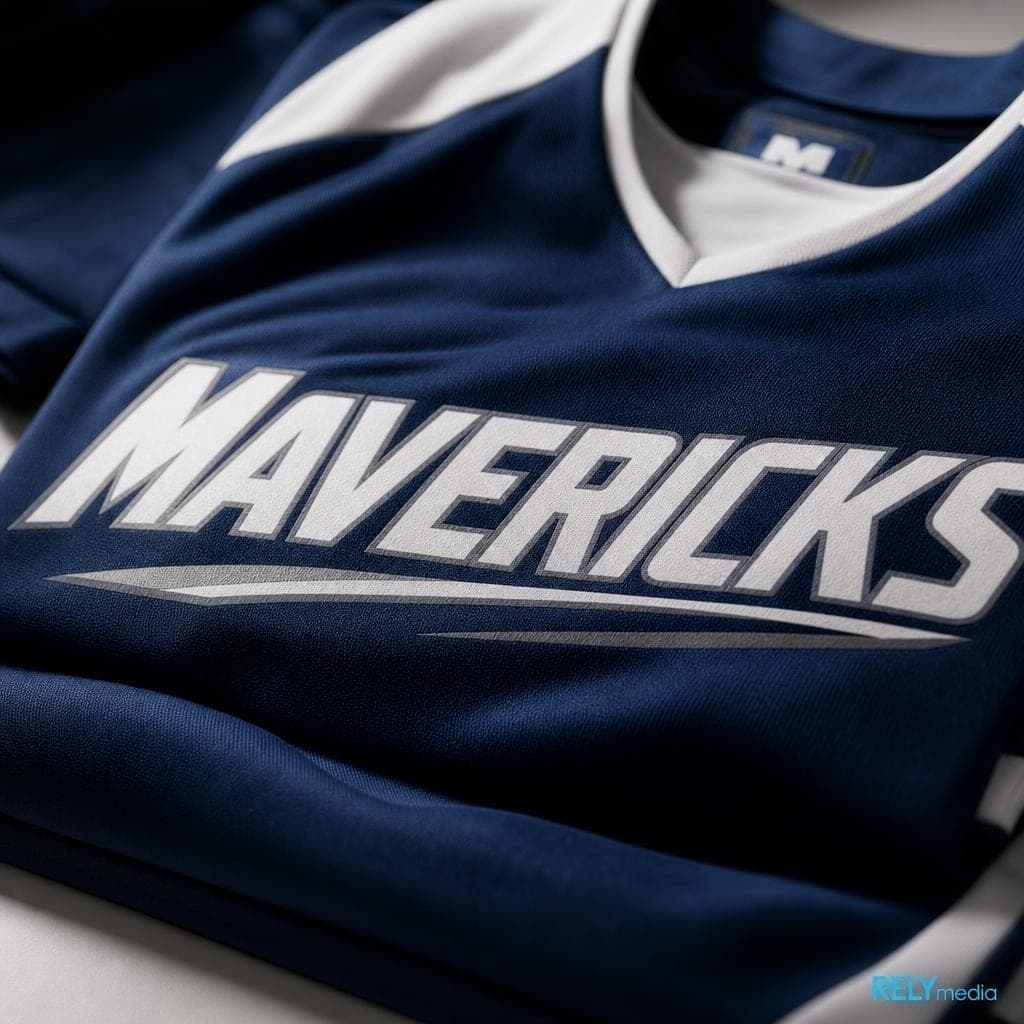 Close-up of team jersey lettering for M team names